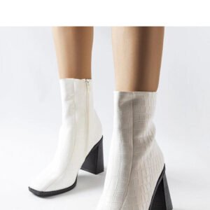 Białe botki z imitacją skóry krokodyla Belluci - Solea