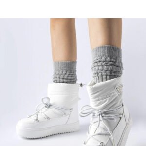 Białe ocieplane śniegowce z gumką Oslavia - Solea