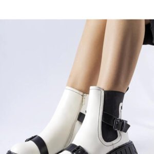 Białe botki na masywnej podeszwie Fontarine - Solea