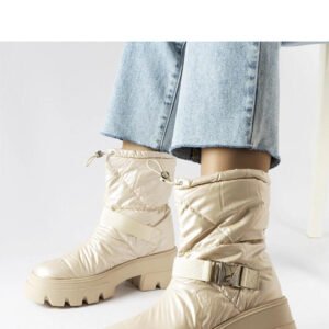 Beżowe lakierowane śniegowce Ambretta - Solea