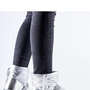 Srebrne połyskujące krótkie śniegowce Delaune - Solea