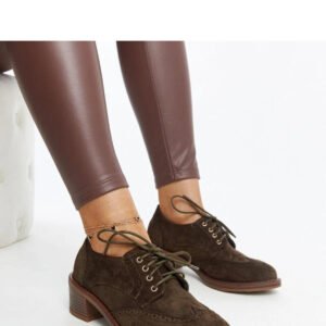 Zielone zamszowe półbuty obcasie Tigard - Solea