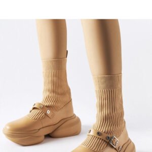 Beżowe botki ze skarpetkową cholewką Ivana - Solea