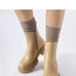 Beżowe botki z gumową wstawką D`Isola - Solea