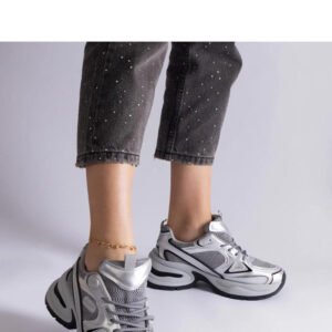 Srebrne sneakersy na masywnej podeszwie Adoma - Solea