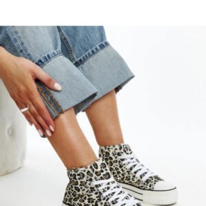 Wysokie trampki w panterkę na grubej podeszwie Bagy platflorma - Solea