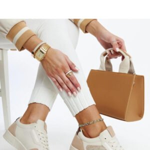 Beżowe sneakersy z brokatem Juwan - Solea