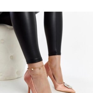 Beżowe szpilki o satynowym wykończeniu z cyrkoniami Susegana - Solea