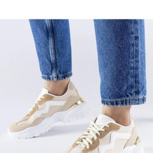 Beżowe sneakersy na masywnej podeszwie Gironic - Solea