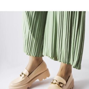 Beżowe damskie mokasyny zdobione klamrą Piazzo - Solea