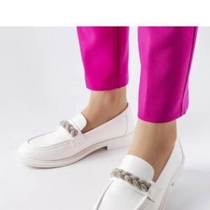 Białe mokasyny zdobione cyrkoniami Montreal - Solea