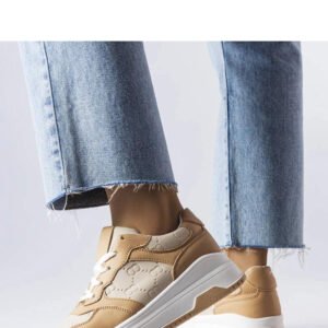 Beżowe sneakersy zdobione tłoczeniem Paré - Solea