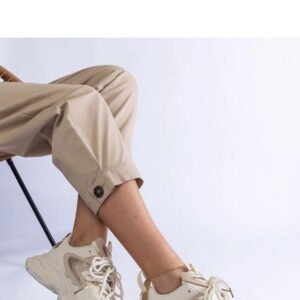 Beżowe sneakersy sportowe damskie na masywnej podeszwie Lien - Solea