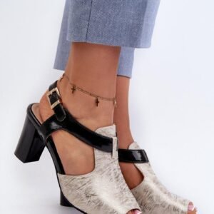 Sandały Model Queenmarie ASA228-3 Gold/Black - Step in style