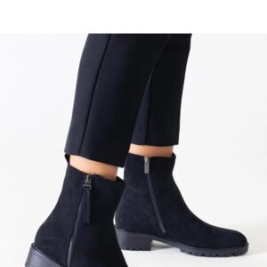 Czarne wysokie botki na platformie eko-zamsz Zahra - Solea