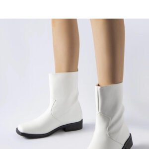 Białe ocieplane botki z kwadratowym noskiem Bel - Solea