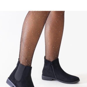 Czarne klasyczne botki z elastyczną wstawką eko-zamsz Maiza - Solea