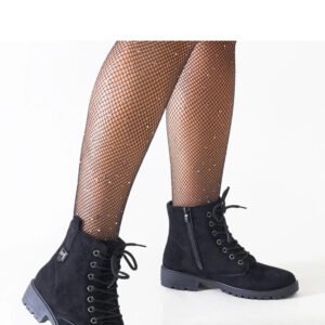 Czarne botki eko-zamszowe workery na platformie Madana - Solea