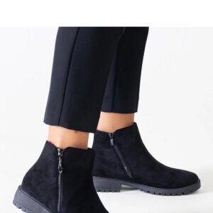 Czarne botki z metalowymi wstawkami eko-zamsz Branda - Solea