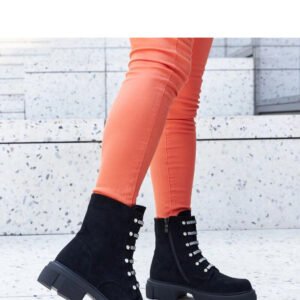 Czarne botki z cyrkoniami ocieplane eko-zamsz Sfaranda - Solea