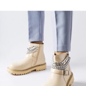 Beżowe botki z ozdobnymi łańcuchami Mezzavia - Solea