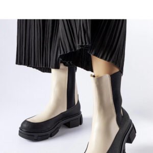 Beżowo-czarne wsuwane botki Faisal - Solea