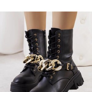 Czarne botki z łańcuchem Laboy - Solea