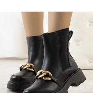 Czarne botki na wysokiej podeszwie Pesa - Solea