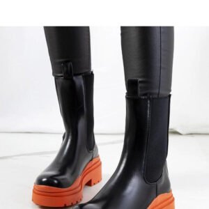 Czarne botki z pomarańczową podeszwą Nester - Solea