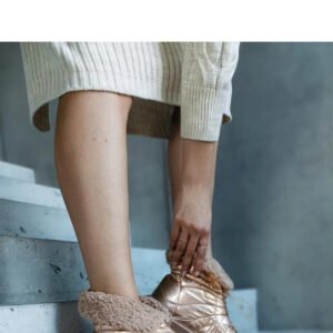 Złote ocieplane śniegowce ze ściągaczem Caellita - Solea