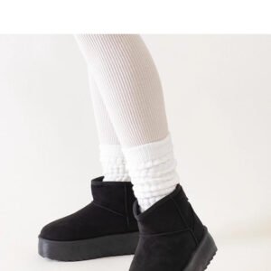 Czarne casualowe śniegowce na wysokiej platformie Thaisa - Solea