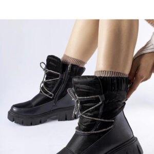 Czarne śniegowce z cyrkoniami Pettenasco - Solea