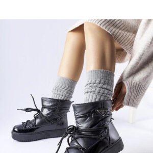 Czarne ocieplane śniegowce z gumką Oslavia - Solea