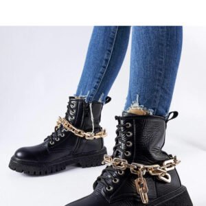 Czarne trapery z łańcuchem Bowling - Solea