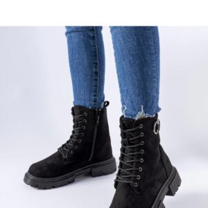 Czarne trapery z cyrkoniami eko-zamsz Broberg - Solea