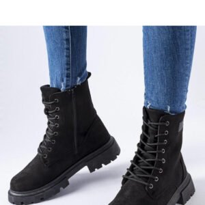 Czarne botki ocieplane eko-zamsz Mestervi - Solea