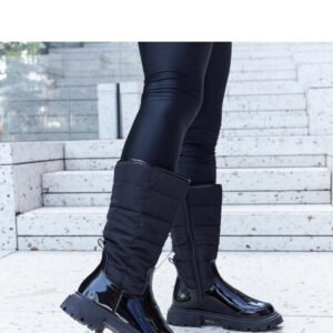 Czarne ocieplane lakierowane kozaki Villafranca - Solea