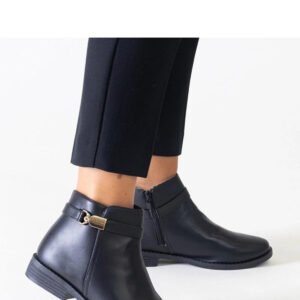 Czarne botki ze złotymi wstawkami eko-skóra Casetra - Solea