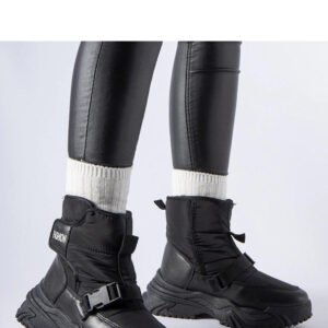 Czarne ocieplane śniegowce na rzep Mernicco - Solea