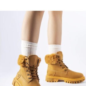 Brązowe trapery z ozdobnym futerkiem Alberta - Solea