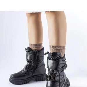 Czarne śniegowce  z ozdobną klamerką Athos - Solea