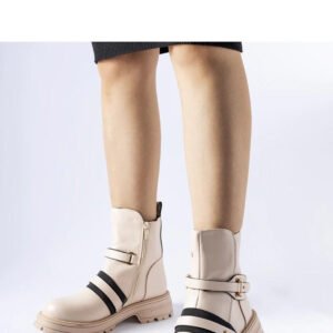 Beżowe ocieplane botki Laderoute - Solea