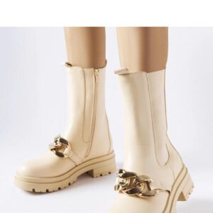 Beżowe botki z łańcuchem Thierry - Solea