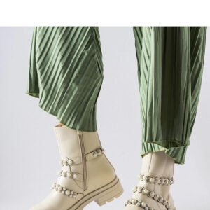 Beżowe botki zdobione perełkami Callicratide - Solea