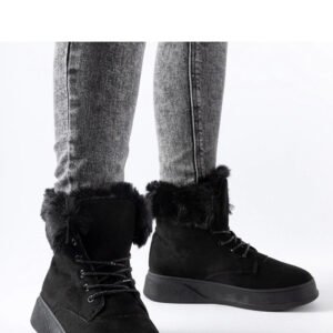 Czarne śniegowce na platformie Oliverio - Solea