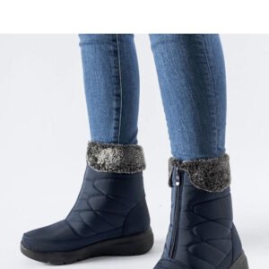 Granatowe śniegowce na koturnie Brownton - Solea