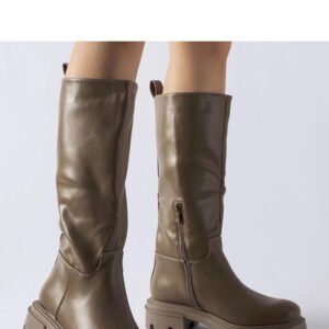 Brązowe ocieplane płaskie kozaki Meana - Solea