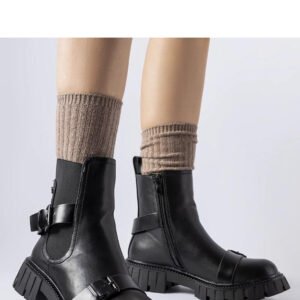 Czarne botki na masywnej podeszwie Fontarine - Solea