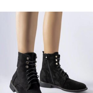 Czarne ocieplane botki z eko-zamszu Carpanzano - Solea