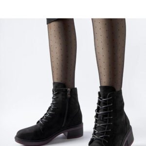 Czarne klasyczne botki z fioletową podeszwą Teo - Solea